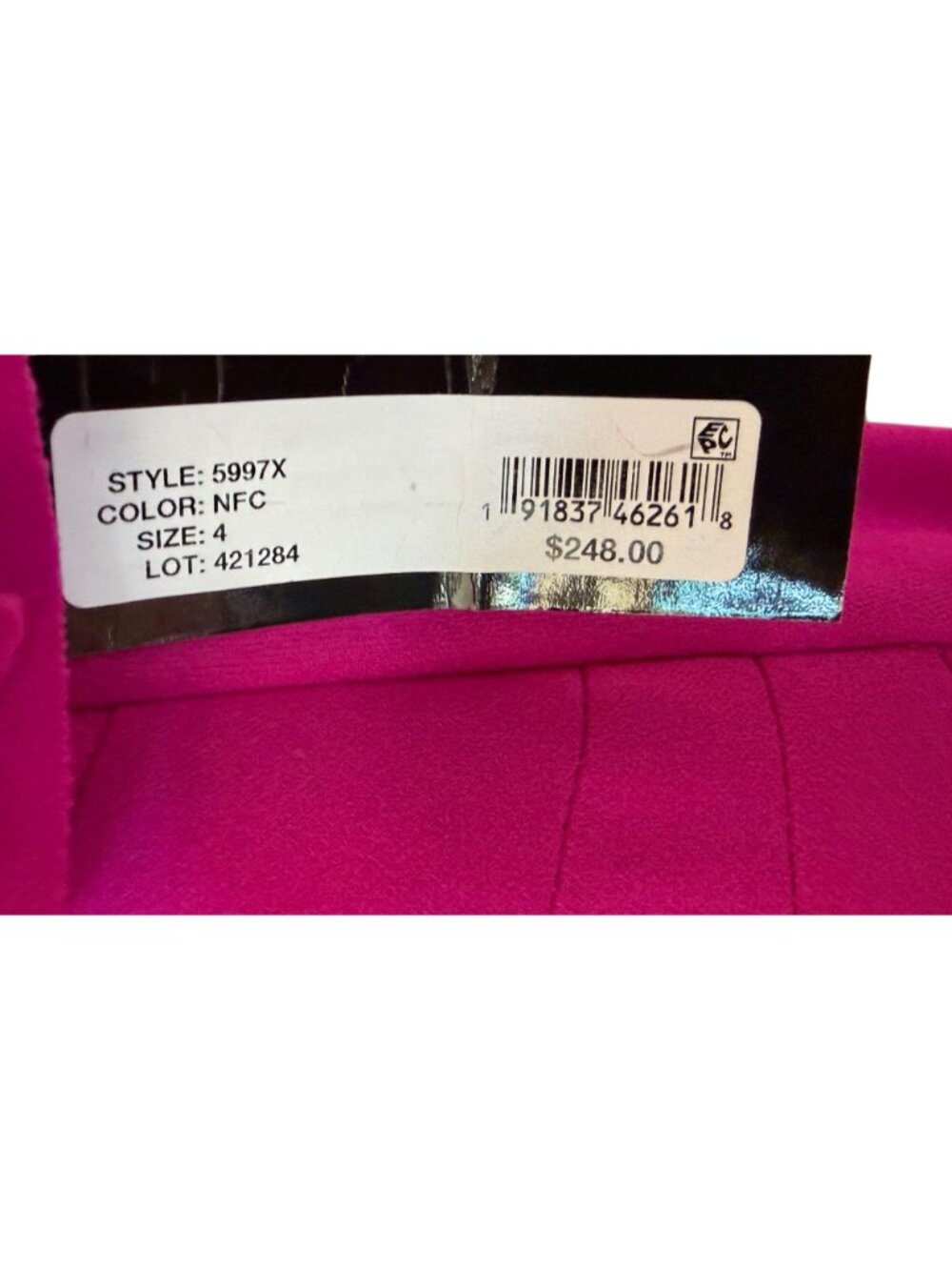 Xscape Ruffled Off-The-Shoulder Scuba Crepe Midi Dress Size 4 New With Tags - Picture 16 of 16